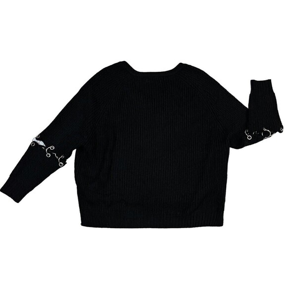 Seek The Label Womens Black Knit V Neck Sleeve Embellished Sweater Top Size XS - Picture 3 of 6